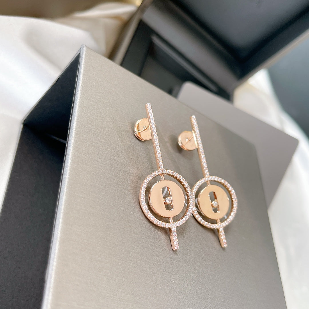 [Rosla]LUCKY MOVE ARROW PINK GOLD DIAMOND EARRINGS