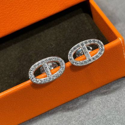 [Rosla]HM FULL DIAMOND PIG NOSE STUD EARRINGS