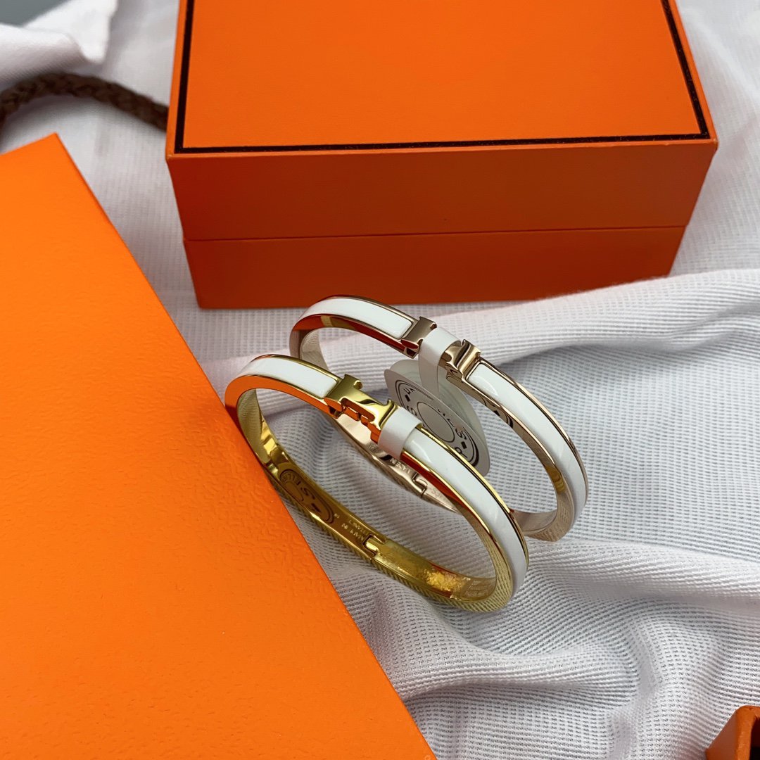 [Rosla]CLASSIC HM CLIC WHITE 8MM ENAMEL BRACELET