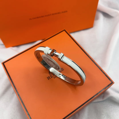 [Rosla]CLASSIC HM CLIC WHITE 8MM ENAMEL BRACELET