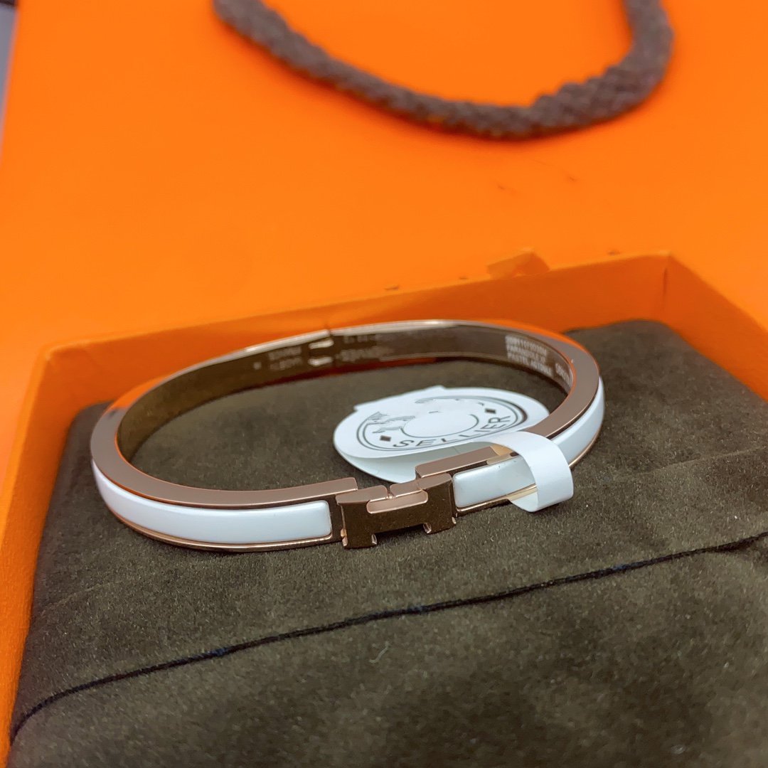 [Rosla]CLASSIC HM CLIC WHITE 8MM ENAMEL BRACELET