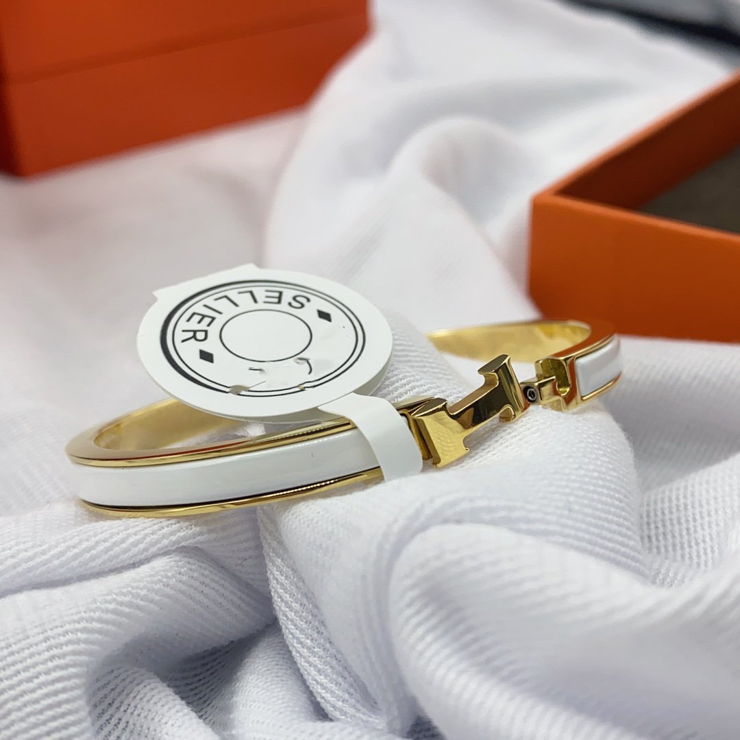 [Rosla]CLASSIC HM CLIC WHITE 8MM ENAMEL BRACELET