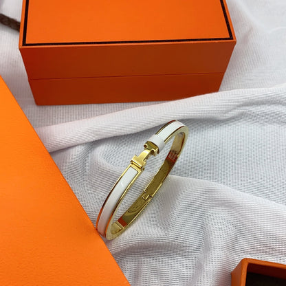 [Rosla]CLASSIC HM CLIC WHITE 8MM ENAMEL BRACELET