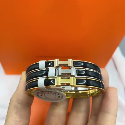 [Rosla]CLASSIC HM CLIC BLACK 8MM ENAMEL BRACELET
