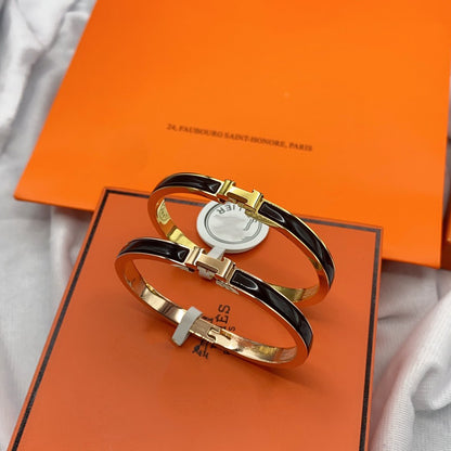 [Rosla]CLASSIC HM CLIC BLACK 8MM ENAMEL BRACELET