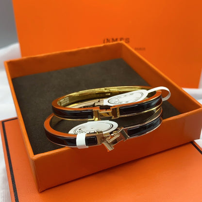 [Rosla]CLASSIC HM CLIC BLACK 8MM ENAMEL BRACELET