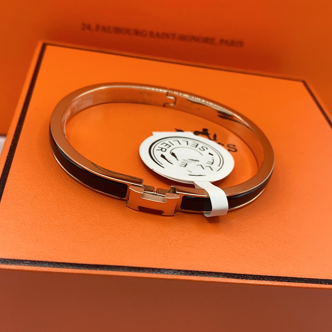 [Rosla]CLASSIC HM CLIC BLACK 8MM ENAMEL BRACELET