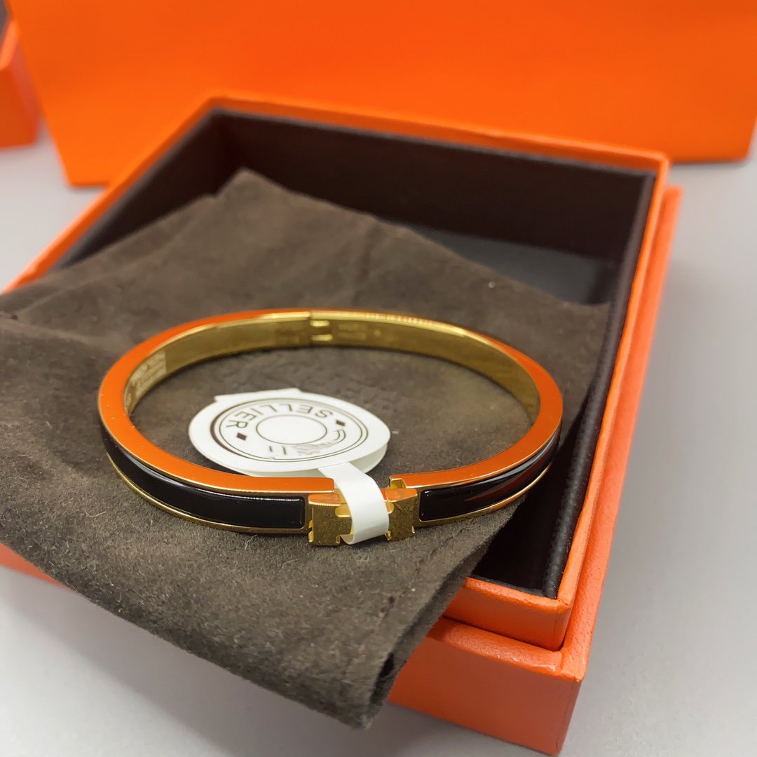 [Rosla]CLASSIC HM CLIC BLACK 8MM ENAMEL BRACELET