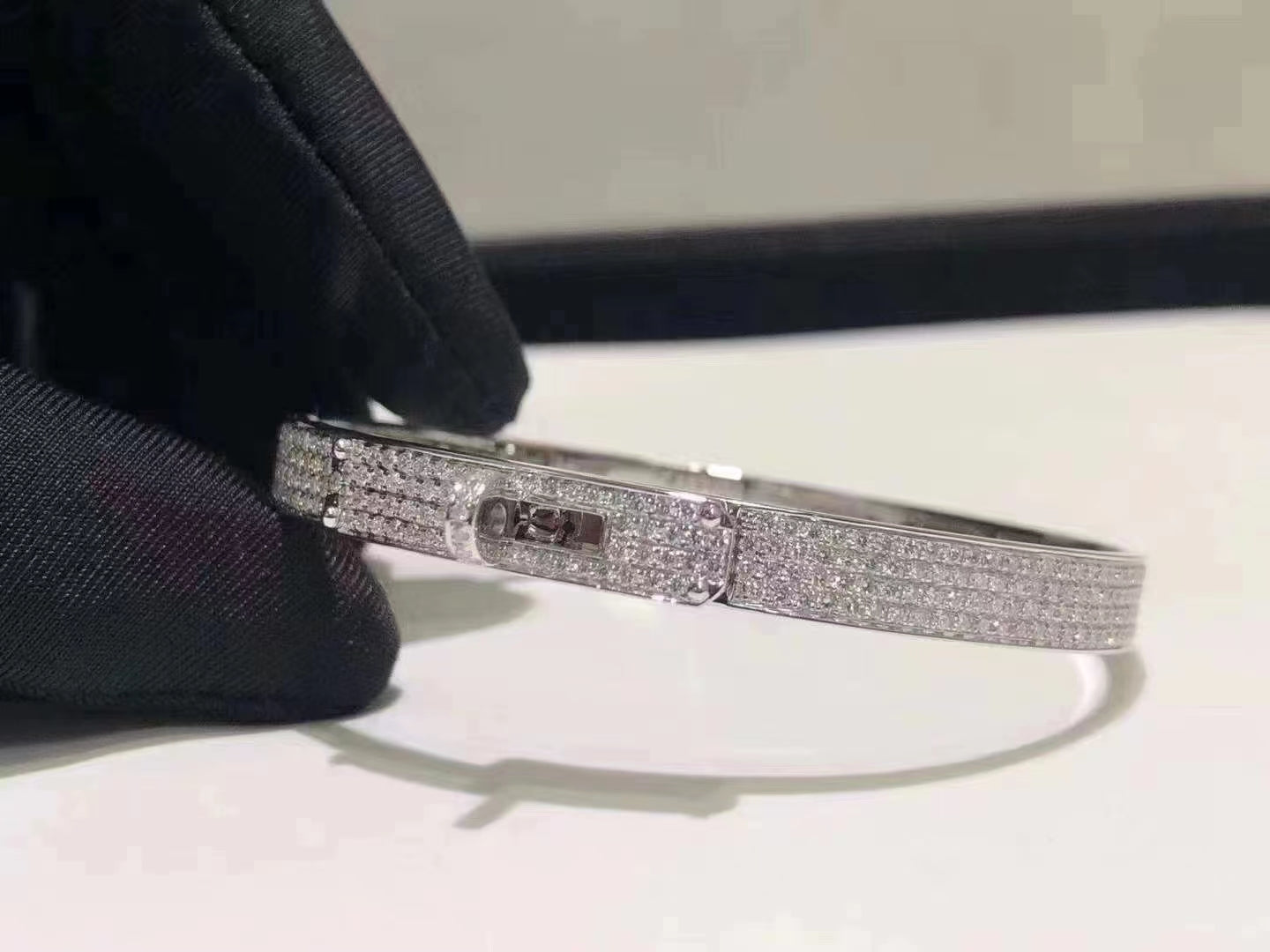 [Rosla]HM KELLY BRACELET IN SILVER AND FULL PAVE DIAMOND
