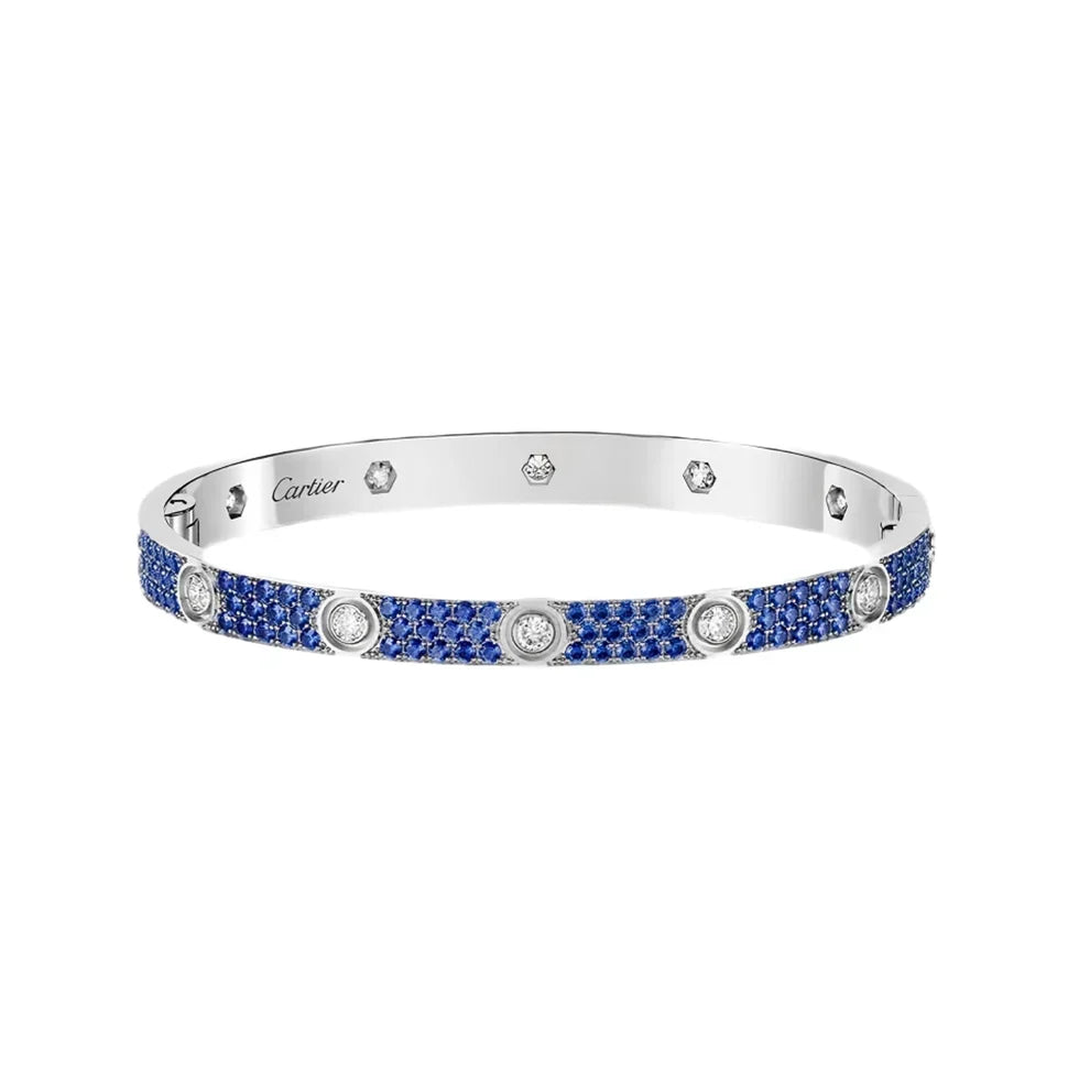 [Rosla]Pave Gemstone Love &Force Large Horseshoe Diamond Duo Bracelet Stack Set