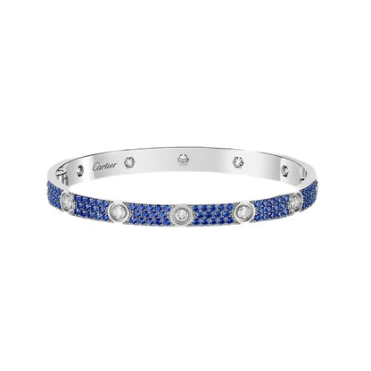 [Rosla]Pave Gemstone Love &Force Large Horseshoe Diamond Duo Bracelet Stack Set