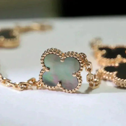 [Rosla] CLOVER 5 MOTIF GRAY MOP BRACELET COLLECTION