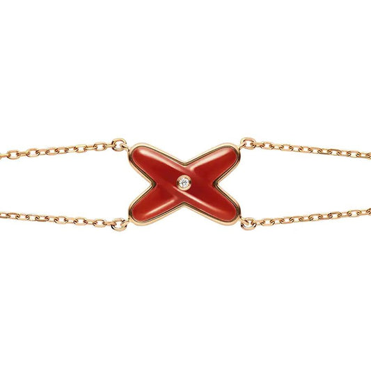 [Rosla]JEUX BRACELET CARNELIAN PINK GOLD 1 DIAMOND
