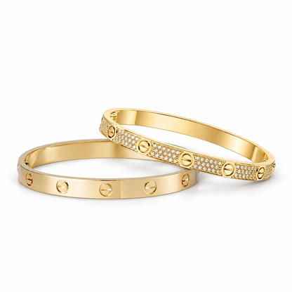 [Rosla] LOVE  Classic & Diamond-Paved Bracelet Stack Set