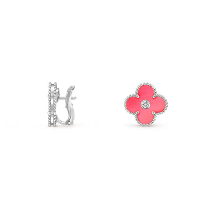 [Rosla]CLOVER SILVER 15MM MOP DIAMOND EARRINGS COLLECTION