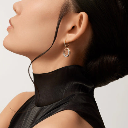 [Rosla]TRINITY HALF DIAMOND  EARRINGS
