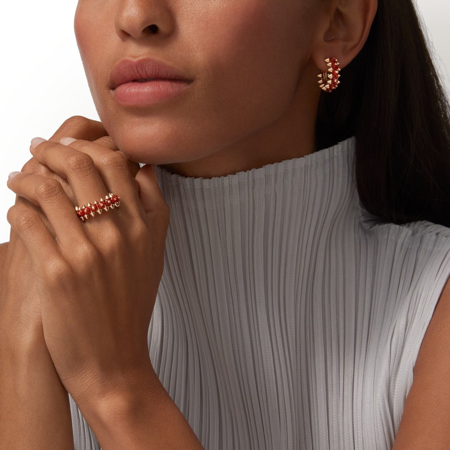 [Rosla]CLASH 7.9MM AGATE CHALCEDONY EARRINGS