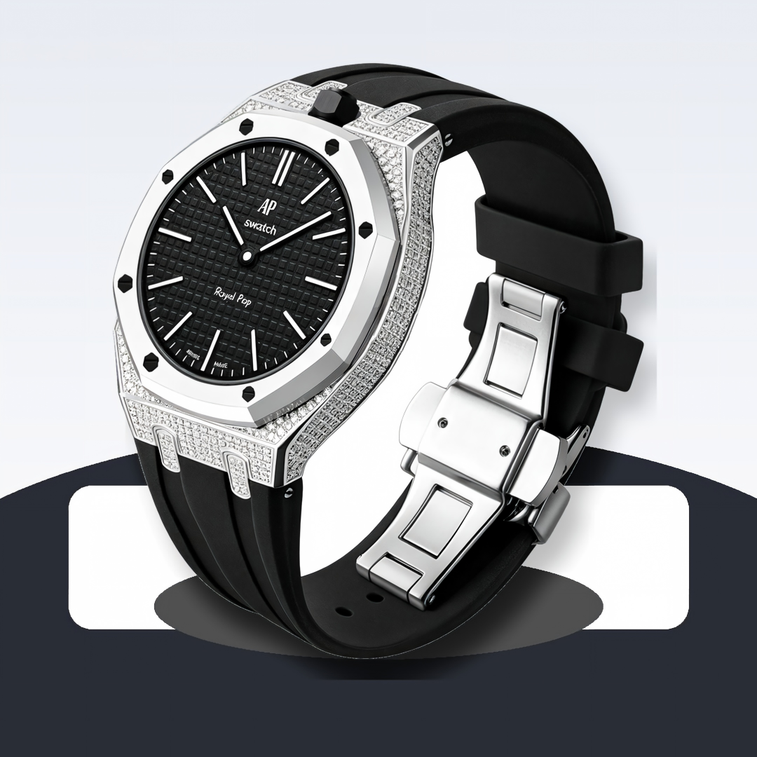 [Rosla]Royal Oak Pop Exclusive Steel Case With Diamond(Moissanite) & Silicone Strap