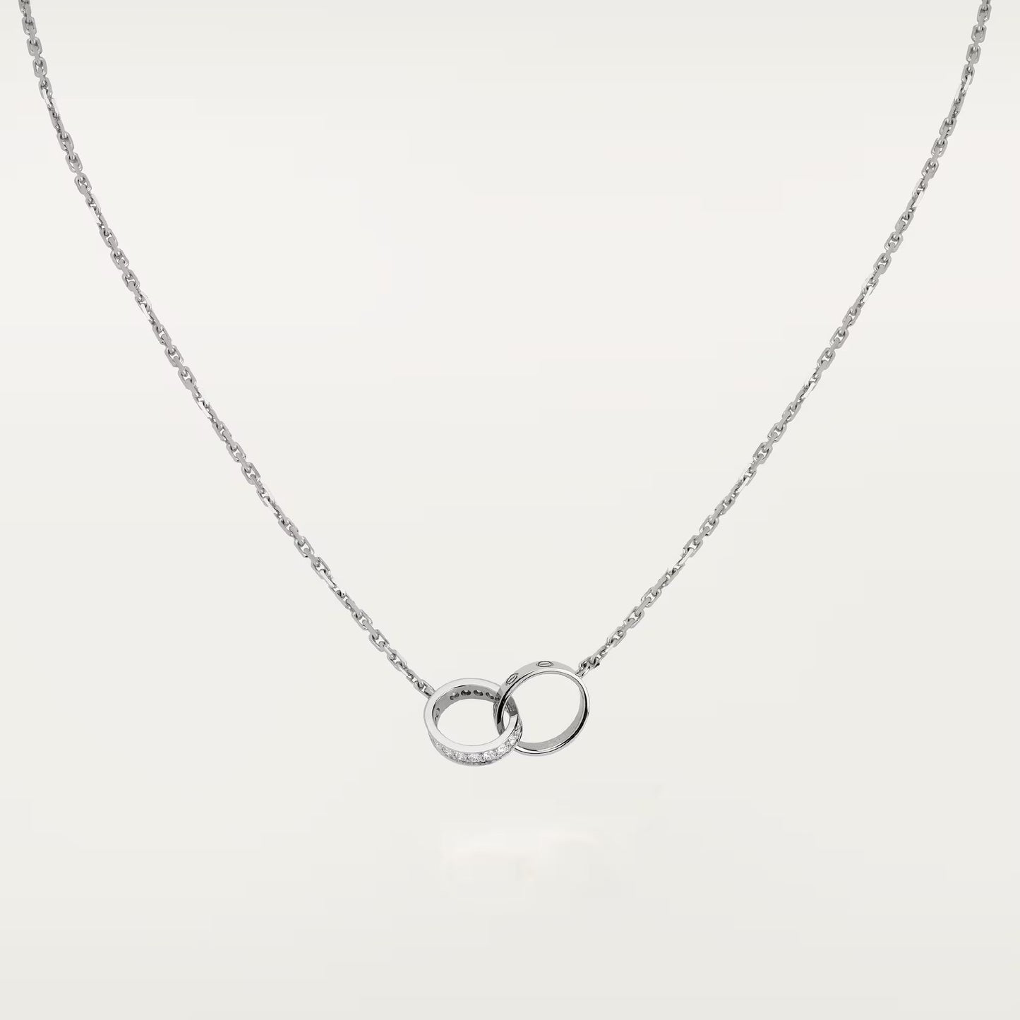 [Rosla]LOVE DOUBLE RING HALF DIAMOND NECKLACE