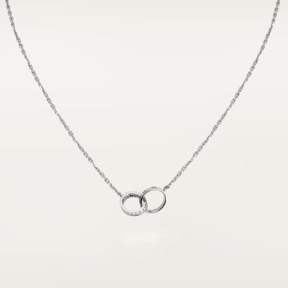 [Rosla]LOVE DOUBLE RING HALF DIAMOND NECKLACE