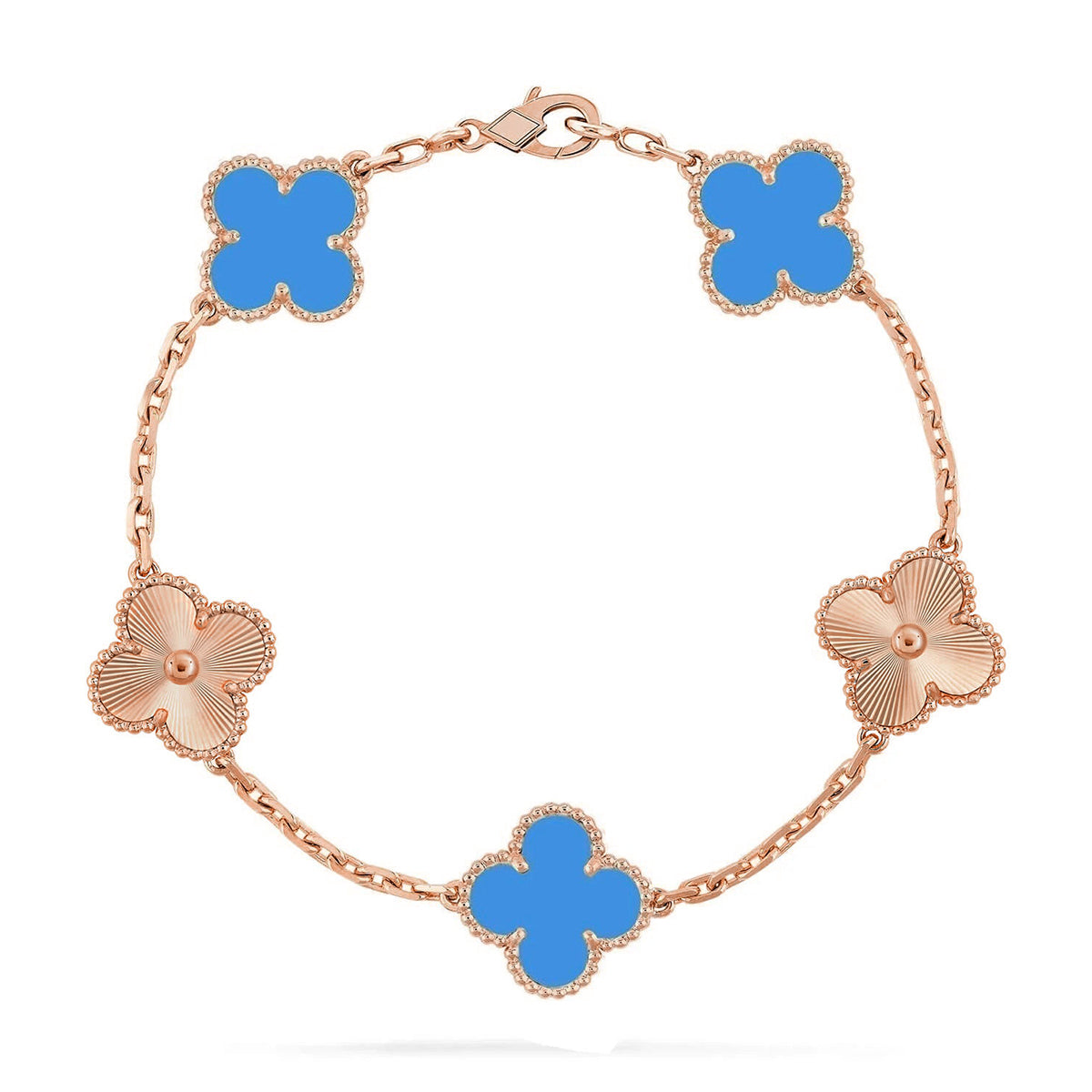 [Rosla] CLOVER 5 MOTIF BLUE AGATE BRACELET COLLECTION