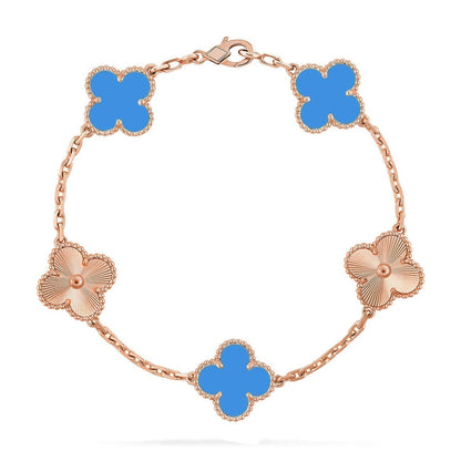[Rosla] CLOVER 5 MOTIF BLUE AGATE BRACELET COLLECTION