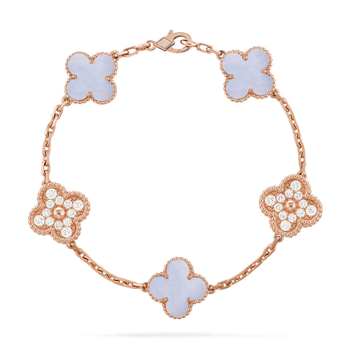 [Rosla] CLOVER 5 MOTIF PURPLE CHALCEDONY BRACELET COLLECTION