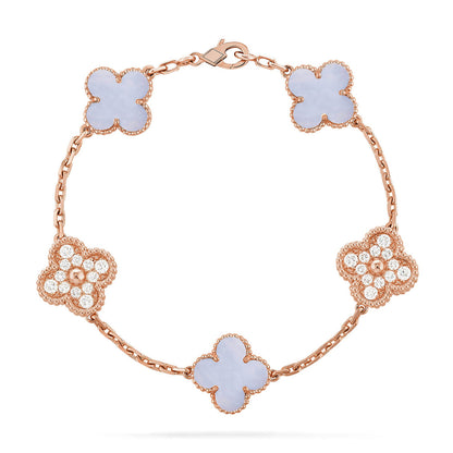 [Rosla] CLOVER 5 MOTIF PURPLE CHALCEDONY BRACELET COLLECTION