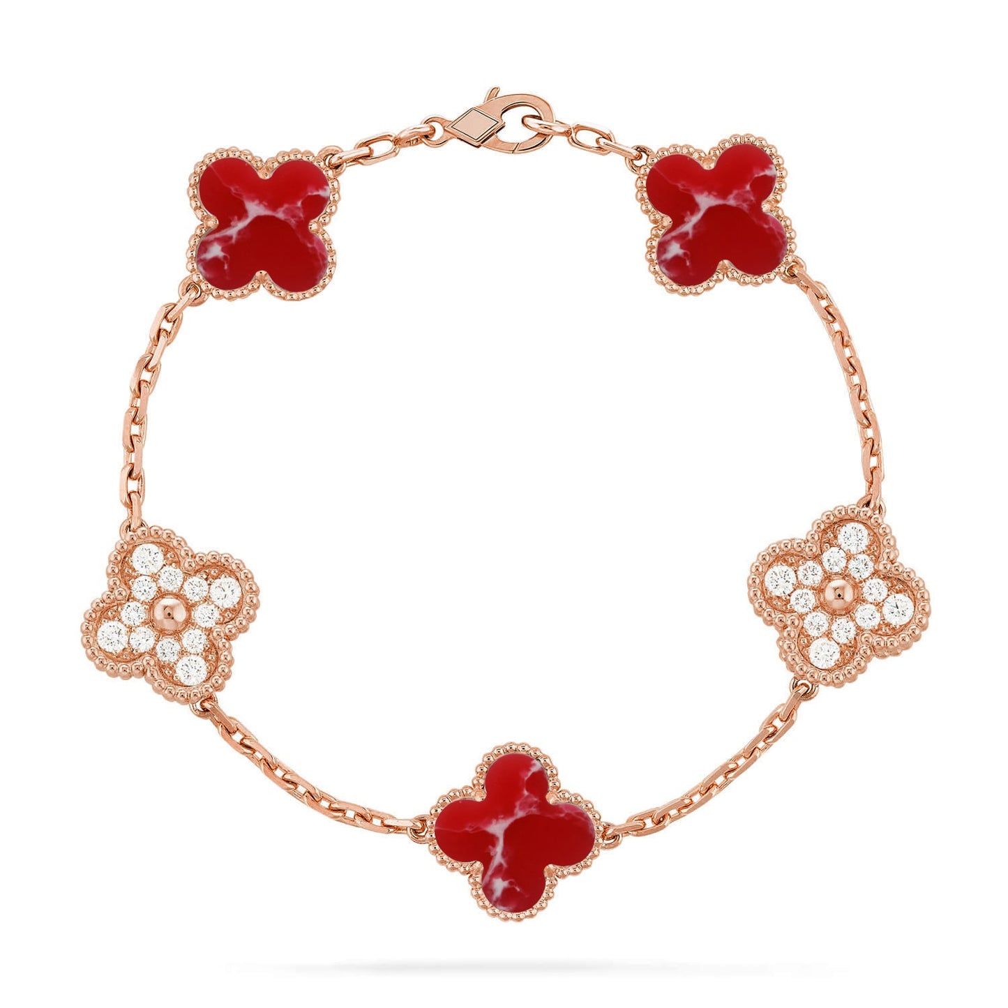 [Rosla]CLOVER 5 MOTIF RED PATTERN BRACELET COLLECTION
