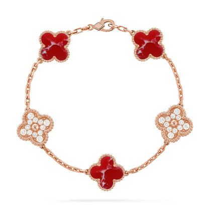 [Rosla]CLOVER 5 MOTIF RED PATTERN BRACELET COLLECTION