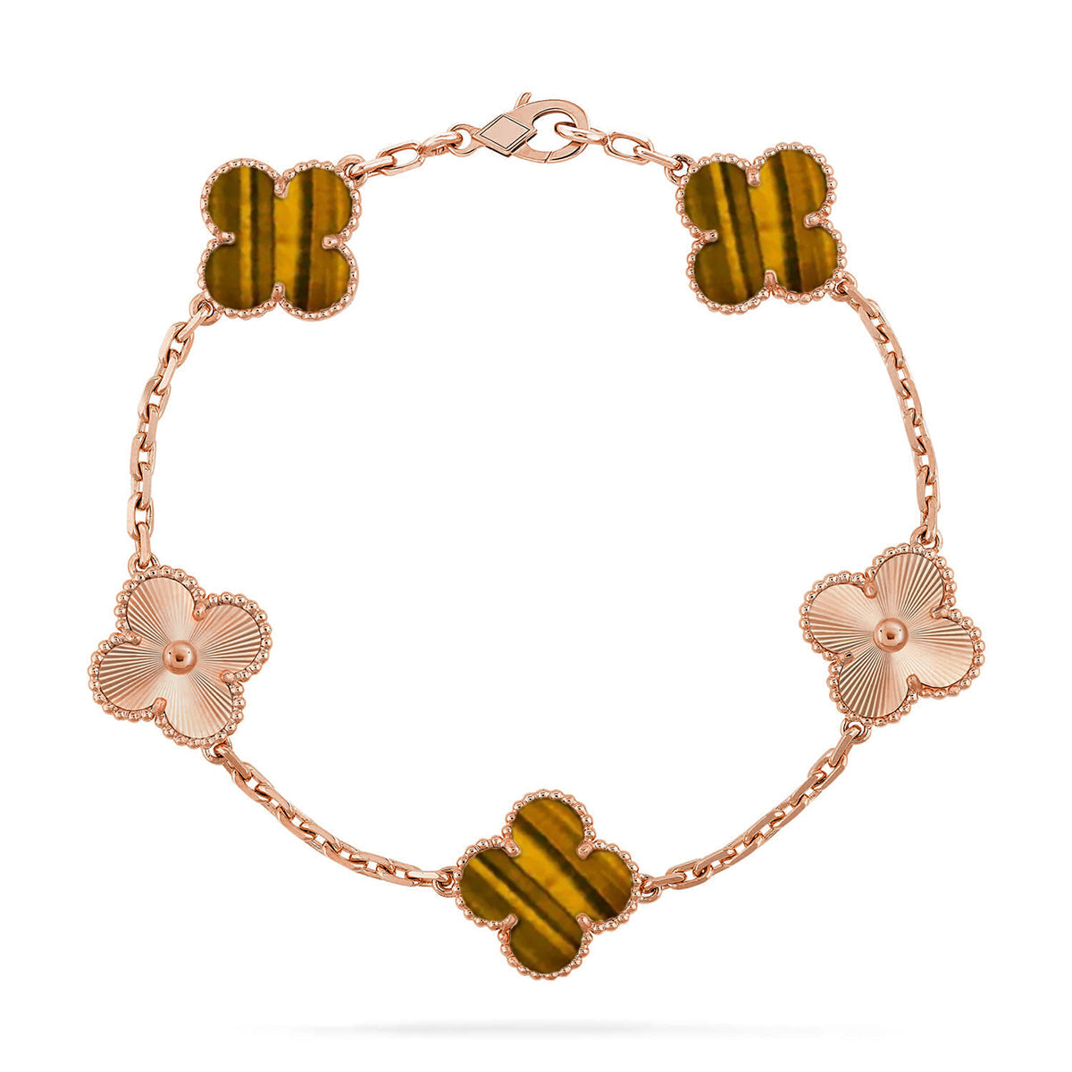 [Rosla] CLOVER 5 MOTIFS TIGER EYE BRACELET COLLECTION