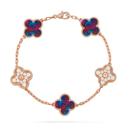 [Rosla]CLOVER 5 MOTIF COLOR GEMSTONES BRACELET COLLECTION