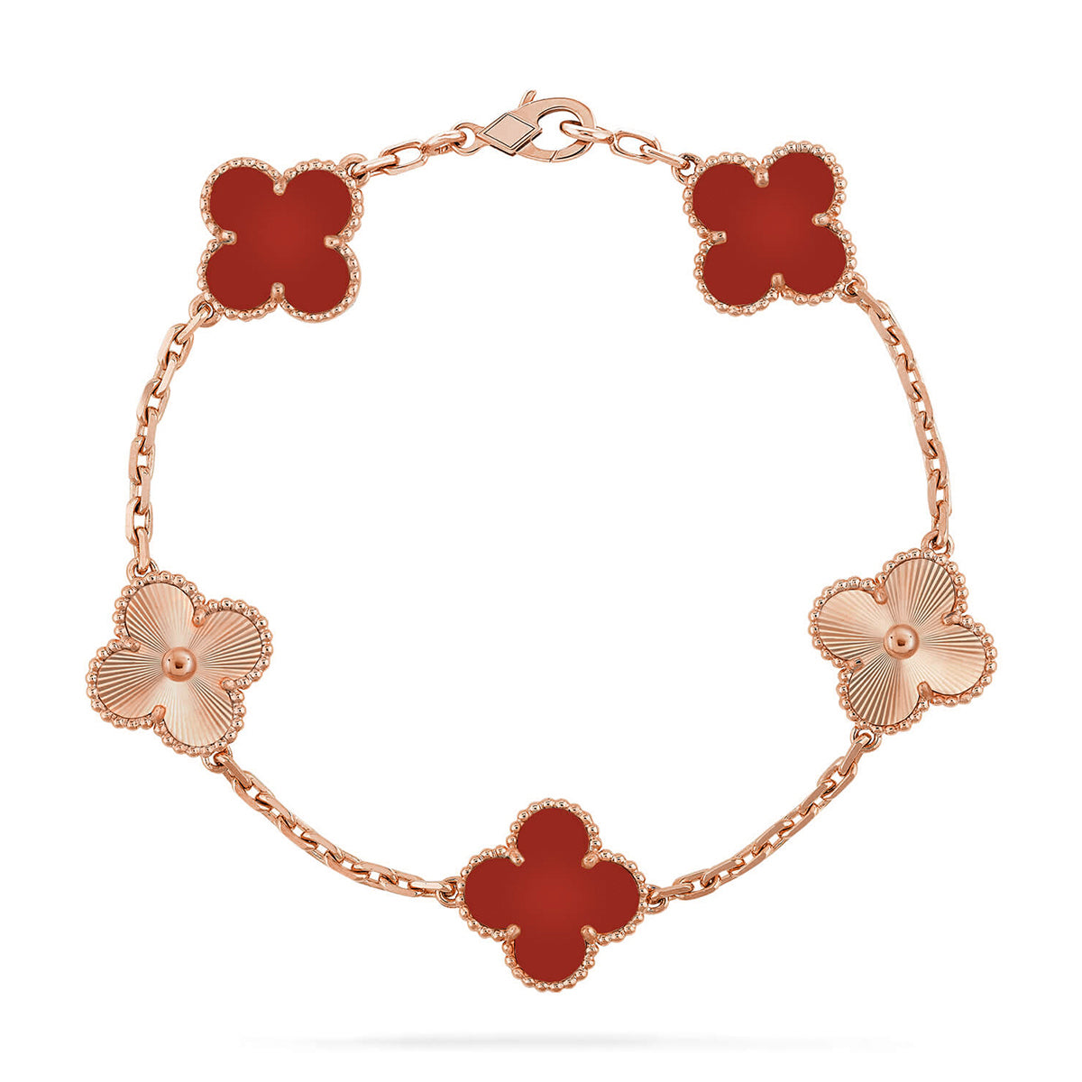 [Rosla] CLOVER 5 MOTIF RED CORNELIAN BRACELET COLLECTION