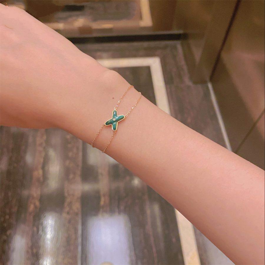 [Rosla]JEUX BRACELET MALACHITE PINK GOLD 1 DIAMOND