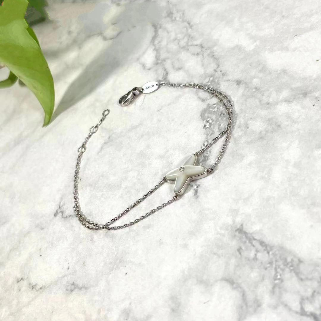 [Rosla]JEUX BRACELET WHITE MOP SILVER 1 DIAMOND