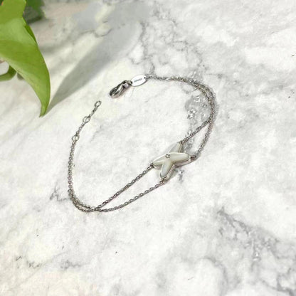 [Rosla]JEUX BRACELET WHITE MOP SILVER 1 DIAMOND