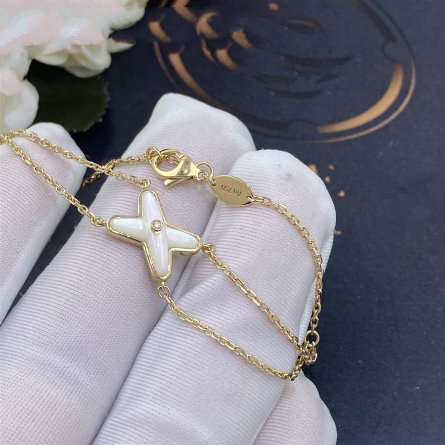 [Rosla]JEUX BRACELET WHITE MOP GOLD 1 DIAMOND