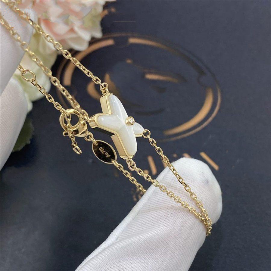 [Rosla]JEUX BRACELET WHITE MOP GOLD 1 DIAMOND