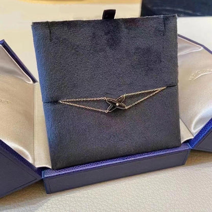 [Rosla]JEUX BRACELET ONYX PINK GOLD 1 DIAMOND