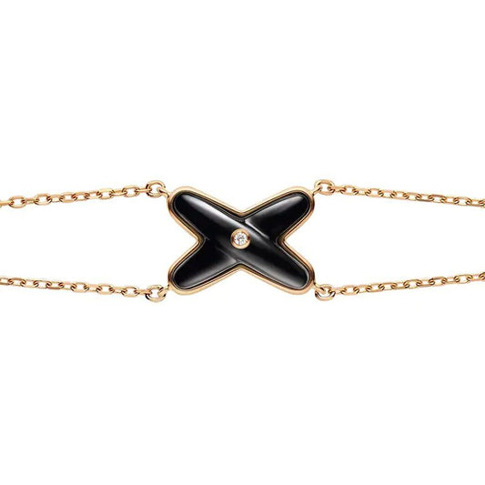 [Rosla]JEUX BRACELET ONYX PINK GOLD 1 DIAMOND