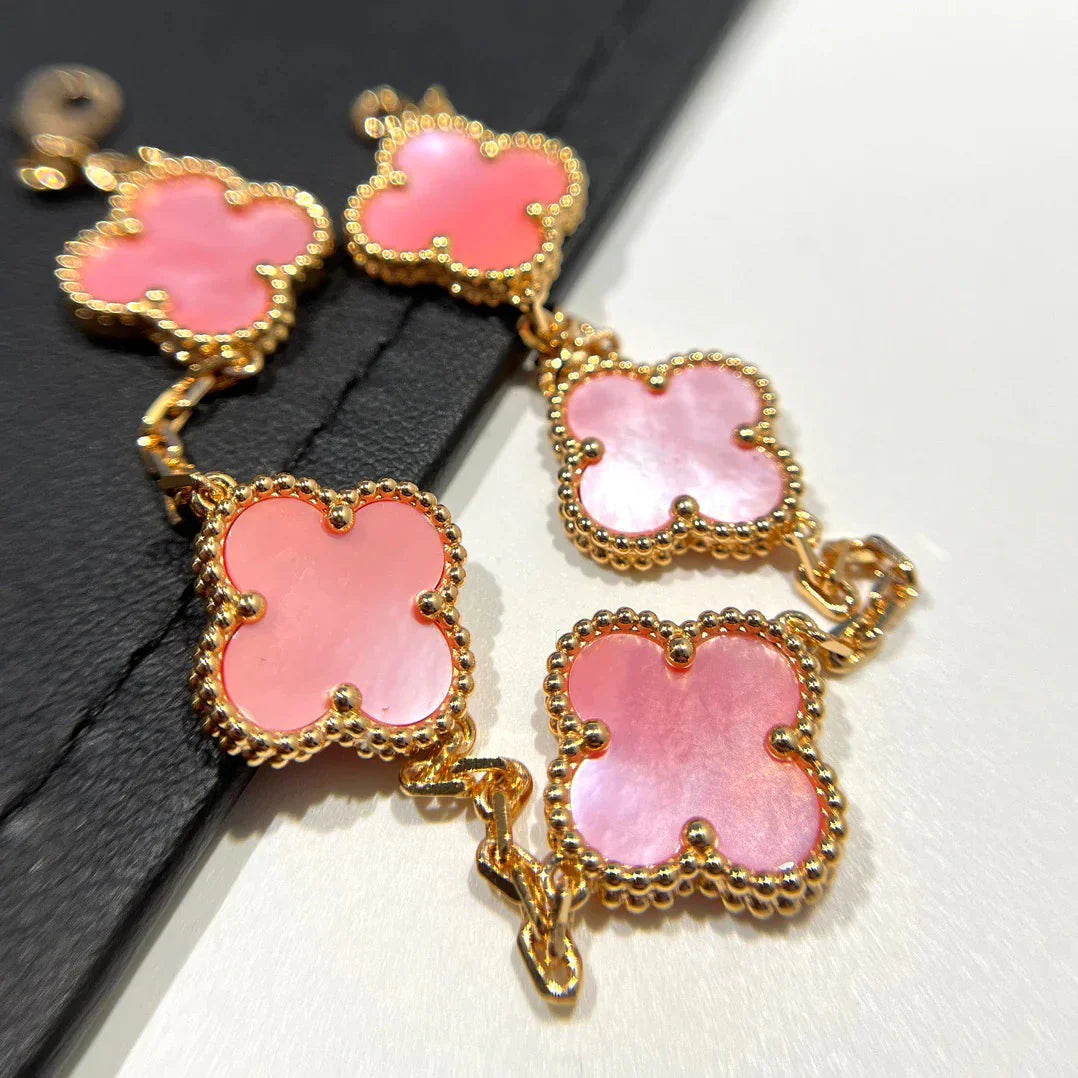 [Rosla] CLOVER 5 MOTIFS  PINK MOP BRACELET COLLECTION
