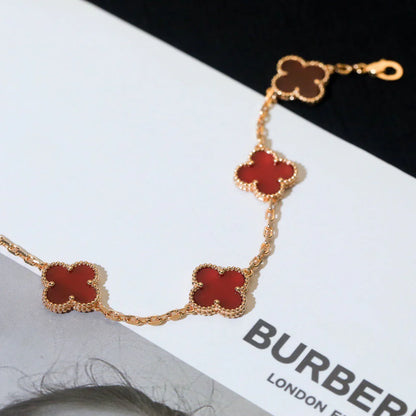 [Rosla] CLOVER 5 MOTIF RED CORNELIAN BRACELET COLLECTION