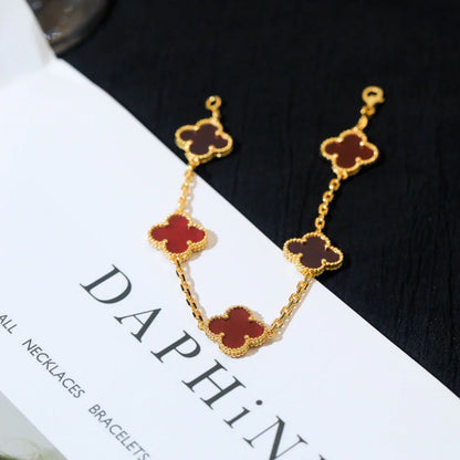 [Rosla] CLOVER 5 MOTIF RED CORNELIAN BRACELET COLLECTION