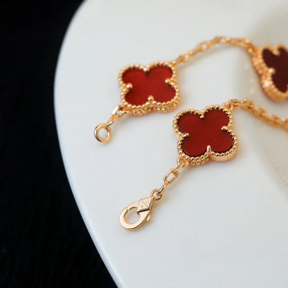 [Rosla] CLOVER 5 MOTIF RED CORNELIAN BRACELET COLLECTION