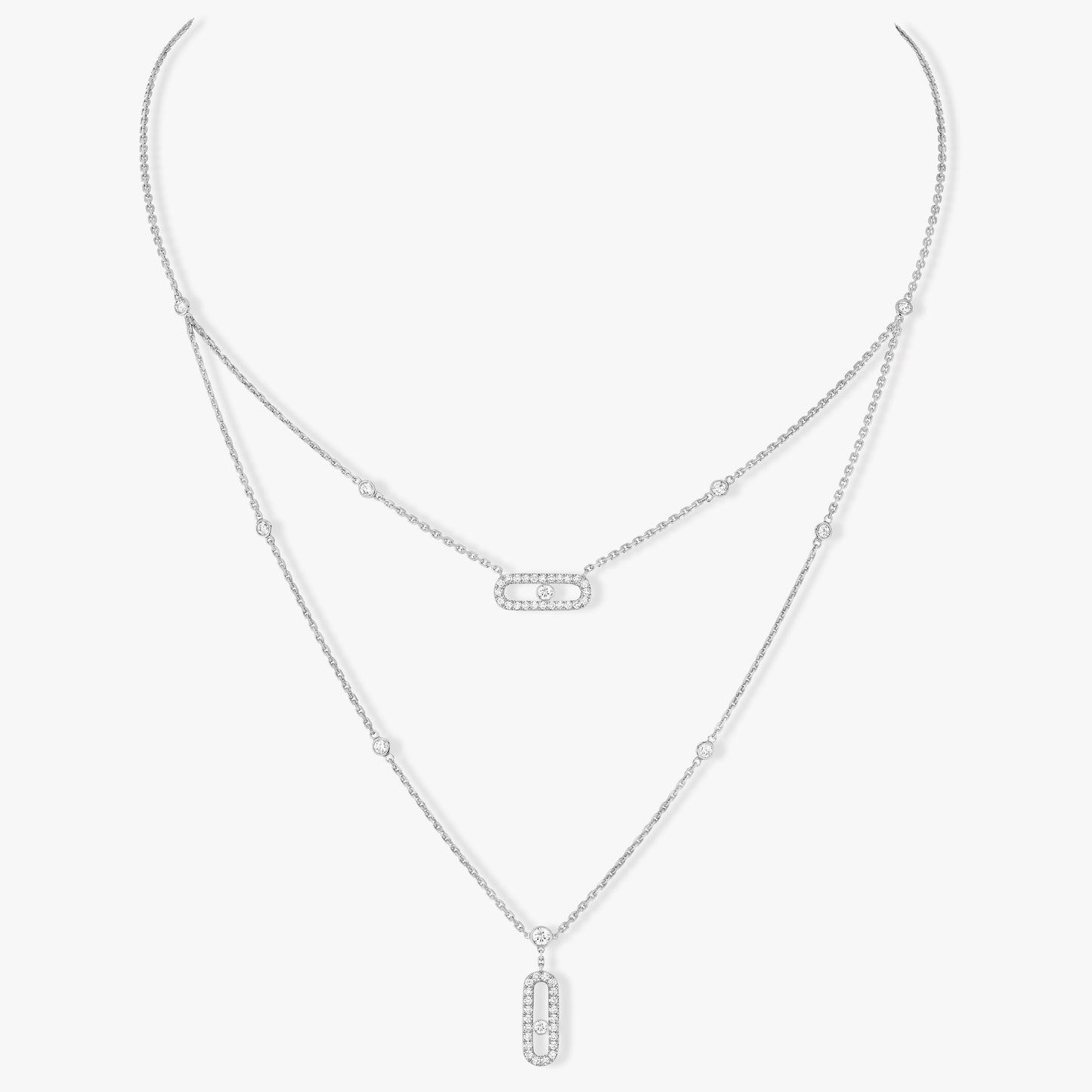 [Rosla]MOVE 2 ROW DIAMOND NECKLACE