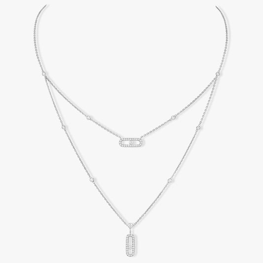 [Rosla]MOVE 2 ROW DIAMOND NECKLACE