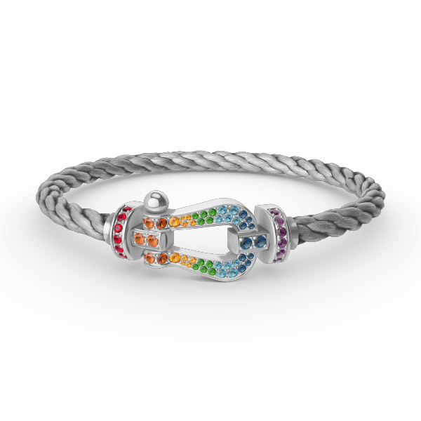 [Rosla]FORC LARGE HORSESHOE  COLORED DIAMOND BRACELET SILVER