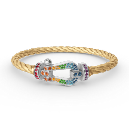 [Rosla]FORC LARGE HORSESHOE  COLORED DIAMOND BRACELET SILVER