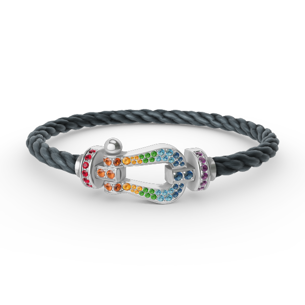 [Rosla]FORC LARGE HORSESHOE  COLORED DIAMOND BRACELET SILVER