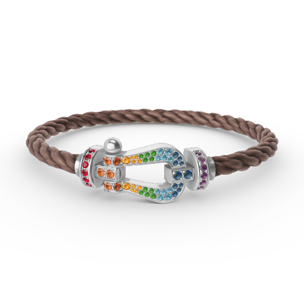 [Rosla]FORC LARGE HORSESHOE  COLORED DIAMOND BRACELET SILVER